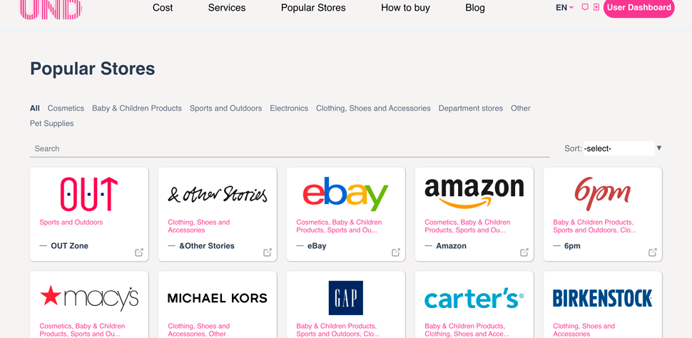 Popular stores in the USA